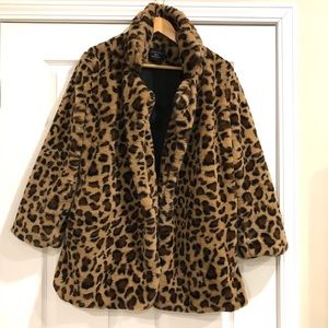 Love Tree Leopard Print Faux Fur Coat